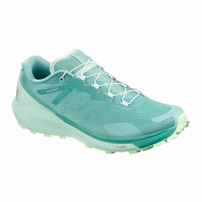 Salomon Israel SENSE RIDE 3 W - Womens Trail Running Shoes - Turquoise/Green (LITZ-59108)